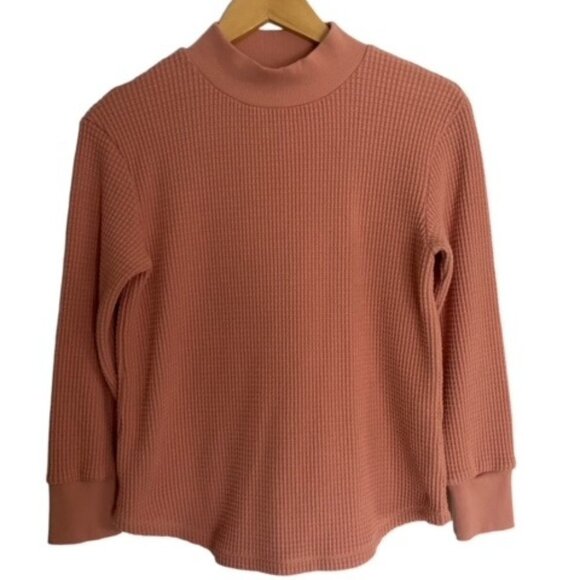 Madewell Tops - Madewell Mockneck Waffle Sweatshirt Tee in Burnish Blush XSmall